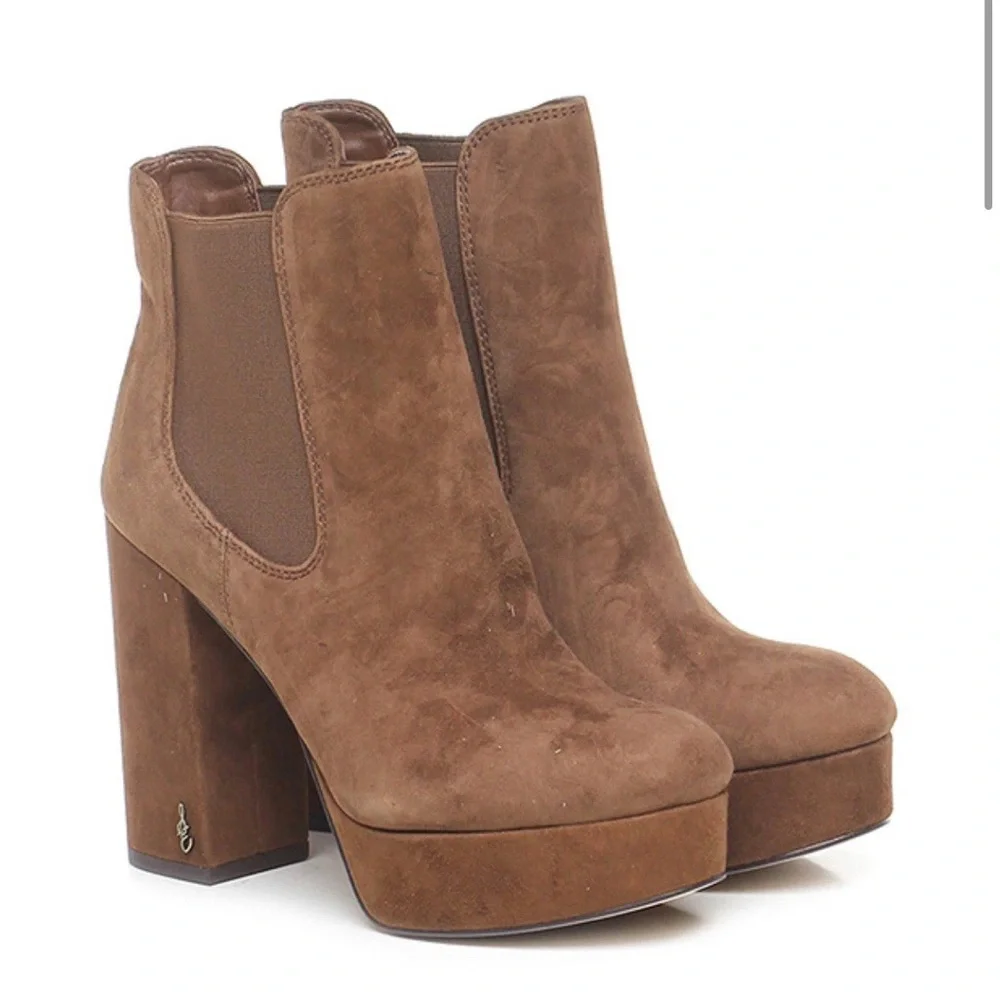 Sam Edelman Brown Suede Platform Ankle Boot